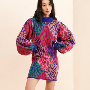 [NWT] FARM Rio | Leopard Pop Sweater Dress